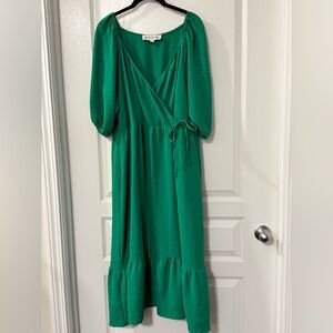 Elegant Green Wrap Dress